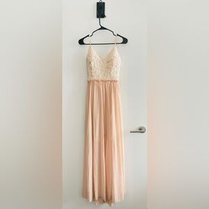Soieblu Cream and Peach Ruffle Detail Dress